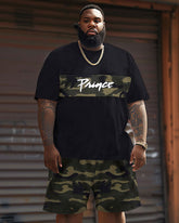 Street Style Patchwork Camouflage Letter Print Large Men's Suit